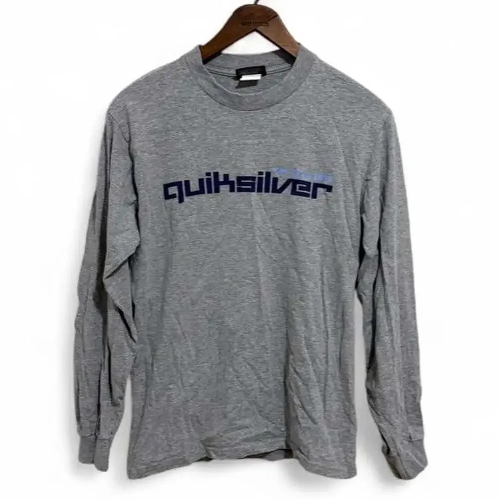 Vintage Quiksilver Y2K Graphic Long Sleeve Tee Grey